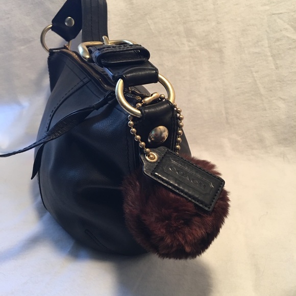 Coach Leather Hobo With Real Fur Pom - Picture 3 of 7